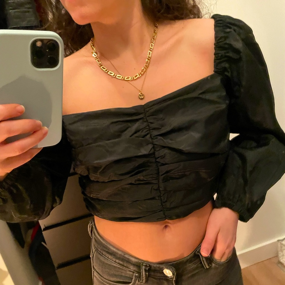 J.Crew Puff-sleeve Cropped Top